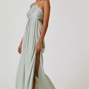 Tie Back Halter Maxi Dress (Mint)